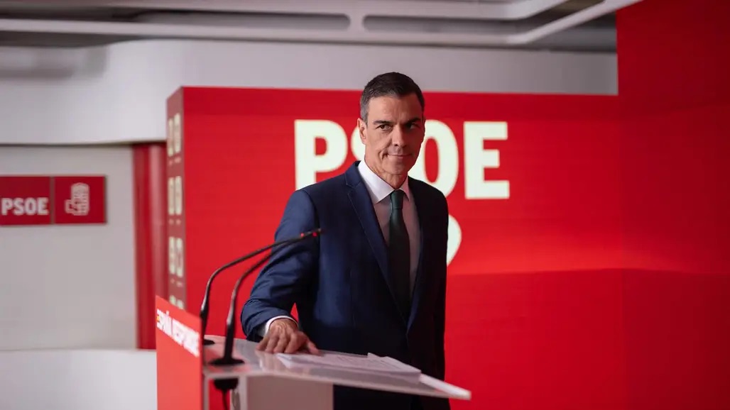 Pedro Sánchez en el cuartel general del PSOE de la madrileña calle de Ferraz